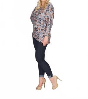 NEW PAPILLON high low floral sweater in grey